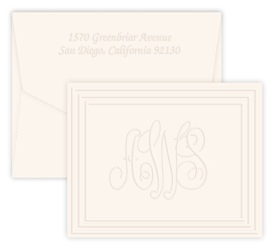 Embossed Classic Frame Monogram Folded Note Cards